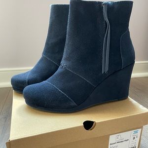 New! TOMS Desert High Wedge - Navy blue - 9.5